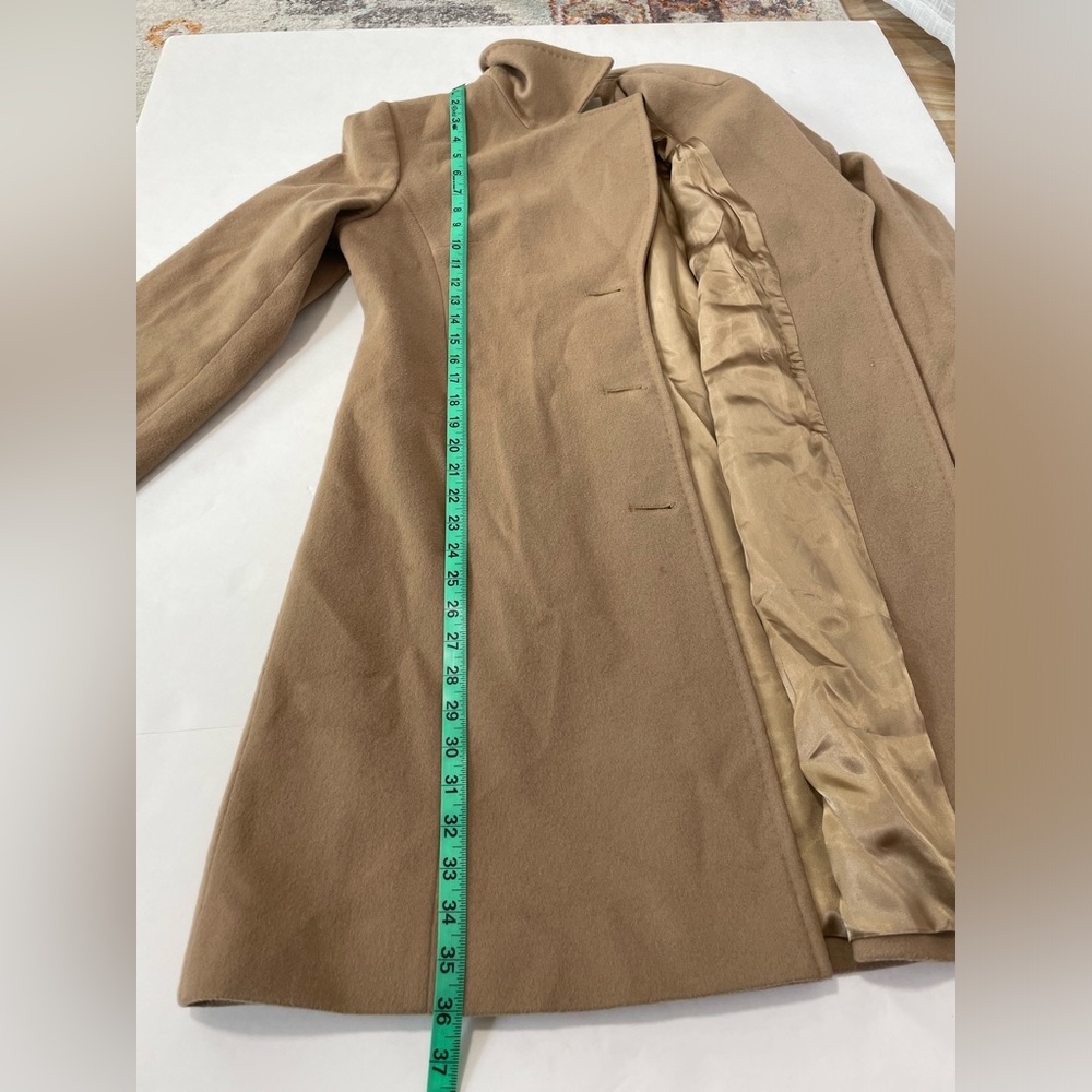 Fleurette Womens Loro Piana Italy Wool Coat Size 10 Tan Notched Collar Buttons - Picture 11 of 16